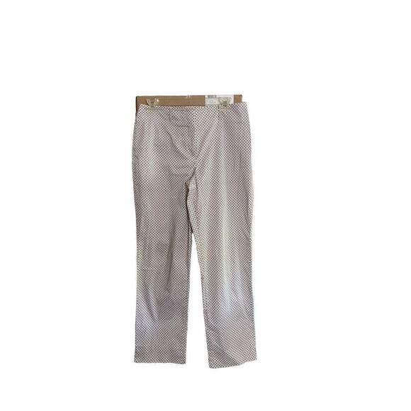 Talbots women’s brown and white geometric print stretch comfort trousers size 8 - Picture 1 of 4